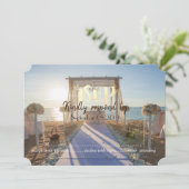 Invitation Coucher de soleil floral sur une plage tropicale A (Debout devant)