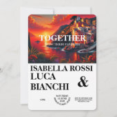 Invitation Coucher de soleil italien Côte Bold Aquarelle Pays (Devant)