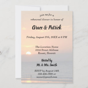 Invitation Coucher de soleil mariage avec scène de plage Silh