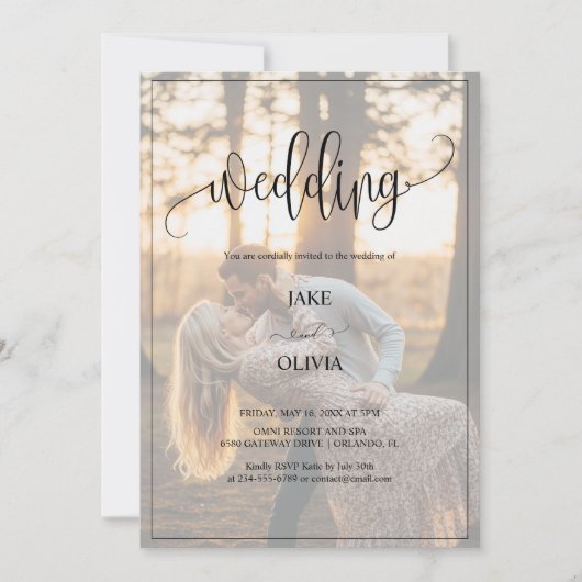 Invitation Coucher de soleil romantique Elégant 2 Mariage pho (Devant)