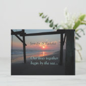 Invitation Coucher de soleil sous le mariage de Pier Beach (Debout devant)
