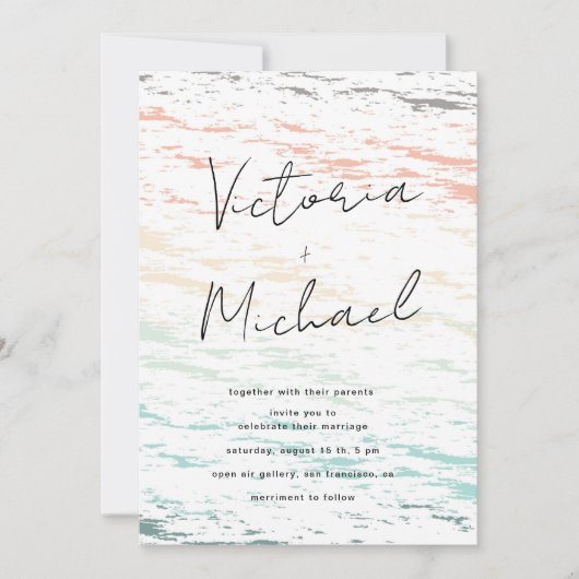 Invitation coucher de soleil sur la plage destination mariage (Devant)