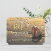 Invitation Coucher de soleil sur la plage,Guirlande lumineuse (Debout devant)