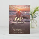 Invitation Coucher de soleil sur la plage océane,Guirlandes d (Debout devant)