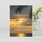 Invitation Coucher de soleil sur la plage Palmier Célébration (Debout devant)