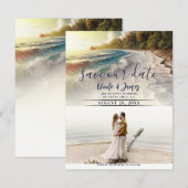 Invitation Coucher de soleil sur la plage paradisiaque Enregi (Devant / Derrière)