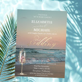 Invitation Coucher de soleil sur la plage, Vagues, Mariage d'