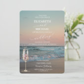 Invitation Coucher de soleil sur la plage, Vagues, Mariage de (Debout devant)