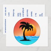 Invitation Coucher de soleil sur les palmiers (Devant / Derrière)