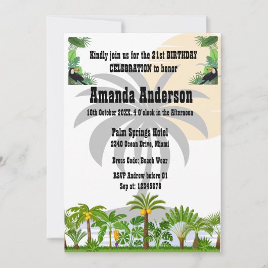 Invitation Coucher de soleil sur l'île tropicale (Devant)