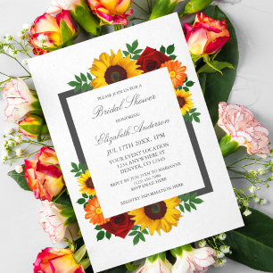 Invitation Coucher de soleil Tournesol Rose Fleurs Mariage