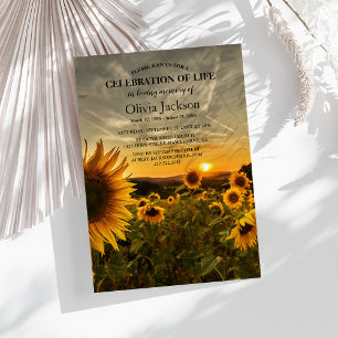 Invitation Coucher de soleil & Tournesols En souvenir affec