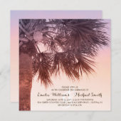 Invitation Coucher de soleil tropical Palm Tree Plage Mariage (Devant / Derrière)
