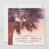 Invitation Coucher de soleil tropical Palm Tree Plage Mariage (Devant)