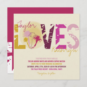 Invitation Coucher de soleil tropical Palm Trees Beach Mariag