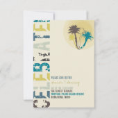 Invitation Coucher de soleil tropical Palmiers Plage Réceptio (Devant)