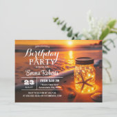 Invitation Coucher de soleil tropical sur la plage d'annivers (Debout devant)