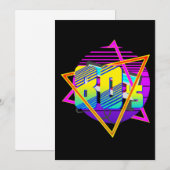 Invitation Coucher de soleil vintage rétro 80's (Devant / Derrière)