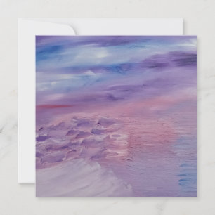 Invitation Coucher de soleil violet bleu rose abstrait coloré