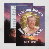 Invitation Coucher de soleil violet et arbres Photo Mémoire d (Devant / Derrière)