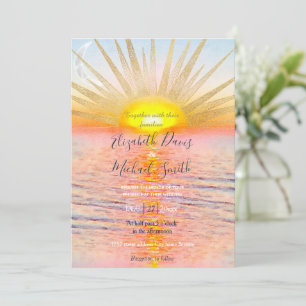 Invitation Coucher d'or Soleil Mandala Aquarelle Mer