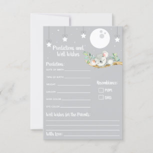 Invitation Coucher Koala Baby shower Prédictions et bien voul