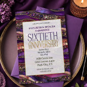 Invitation Couches de Bijoux Violets 60e Anniversaire de Mari