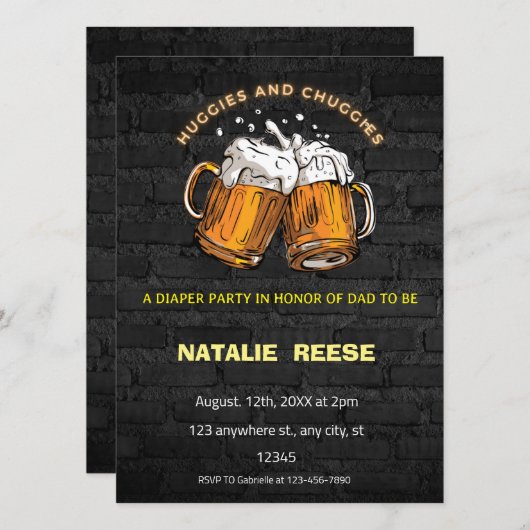 Invitation Couches Papa Huggies et Chuggies (Devant / Derrière)