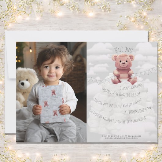 Invitation couches pour ours en peluche mignonnes "Wild One"