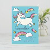 Invitation Coucou Doodle Rainbow Unicorn Stars Anniversaire (Debout devant)