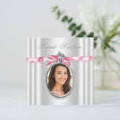 Invitation Coucou rose blanc Photo Sweet 16 Anniversaire (Debout devant)