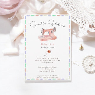 Invitation Coudre beaucoup d'amour Pastel Aquarelle Baby show