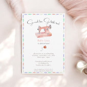 Invitation Coudre beaucoup d'amour Pastel Aquarelle Baby show