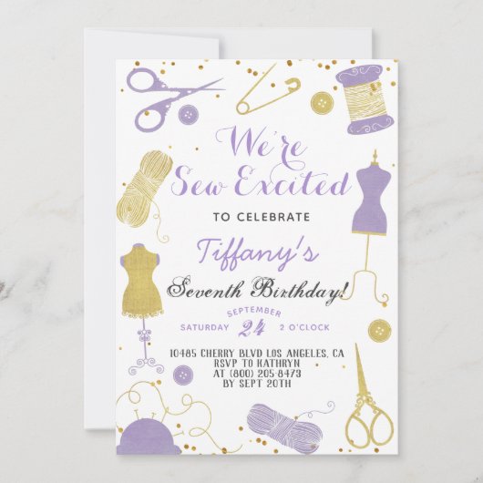 Invitation Coudre Excitée Anniversaire (Devant)