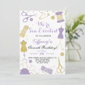 Invitation Coudre Excitée Anniversaire (Debout devant)