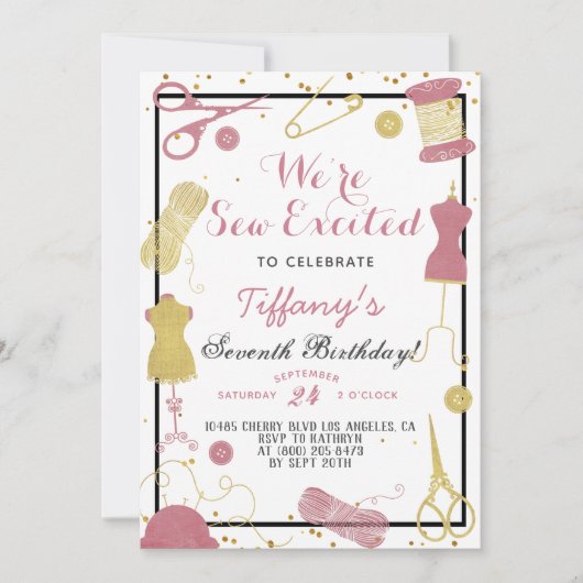 Invitation Coudre l'Anniversaire de Sew Ing (Devant)