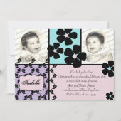 Invitation Couette bébé et fleurs (Devant)