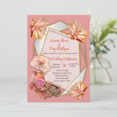 Invitation Couleur Abricot Crush avec Succulentes (Debout devant)