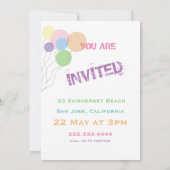 INVITATION COULEUR ANNIVERSAIRE DE FÊTE INVITATION. NOM MODÈL (Dos)