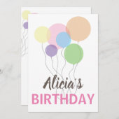 INVITATION COULEUR ANNIVERSAIRE DE FÊTE INVITATION. NOM MODÈL (Devant / Derrière)