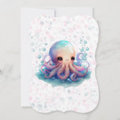 Invitation Couleur Aquarelle Cute Octopus Avec Baby shower Bu (Dos)