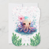 Invitation Couleur Aquarelle Cute Octopus Avec Baby shower Bu (Dos)