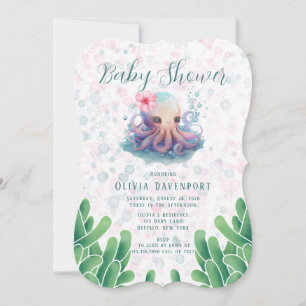 Invitation Couleur Aquarelle Cute Octopus Avec Baby shower Bu