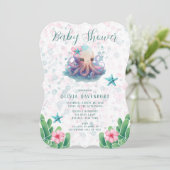 Invitation Couleur Aquarelle Cute Octopus Avec Baby shower Bu (Debout devant)