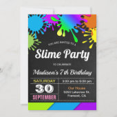 Invitation Couleur arc-en-ciel Slime fête d'anniversaire (Devant)