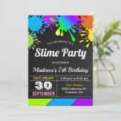 Invitation Couleur arc-en-ciel Slime fête d'anniversaire (Debout devant)