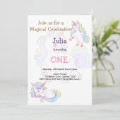 Invitation Couleur arc-en-ciel Unicorn bébé fille anniversair (Debout devant)