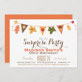Invitation Couleur automne Feuille Bunthday Surprise Party (Devant / Derrière)