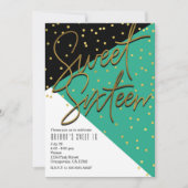Invitation Couleur Bloc Turquoise Black Gold Sweet 16 Invitat (Devant)