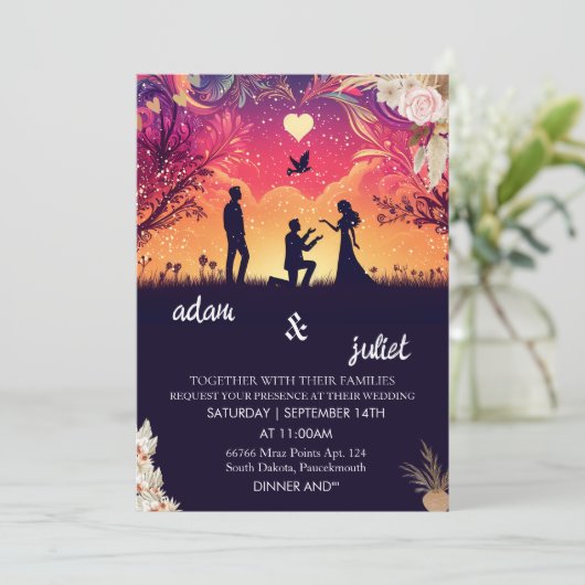 Invitation couleur boho rustique moderne élégant Twilight Mar (Debout devant)